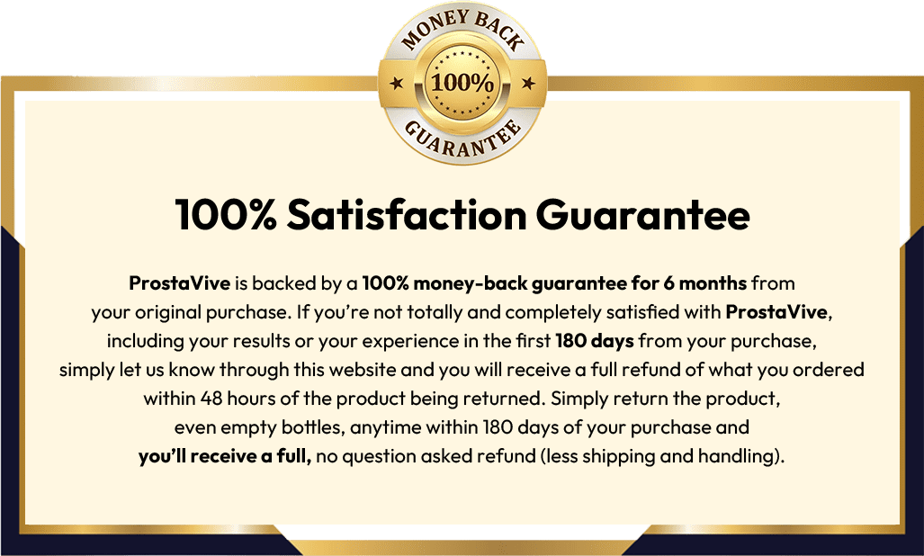 100% Money Back Guarantee - ProstaVive